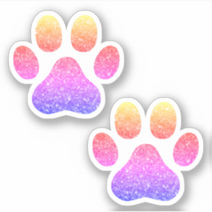 Colourful Glitter Paw Prints Pet Lover