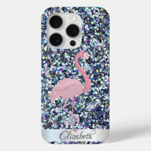 Colourful Glitter Pink Flamingos iPhone 15 Pro Case