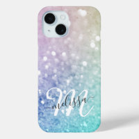 Colourful Glitter Pretty Bokeh Monogrammed
