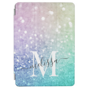 Colourful Glitter Pretty Bokeh Monogrammed iPad Air Cover