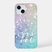 Colourful Glitter Pretty Bokeh Monogrammed