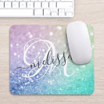 Colourful Glitter Pretty Bokeh Monogrammed Mouse Pad<br><div class="desc">Easily personalise this elegant colourful bokeh glitter pattern with your custom name and/or monogram.</div>