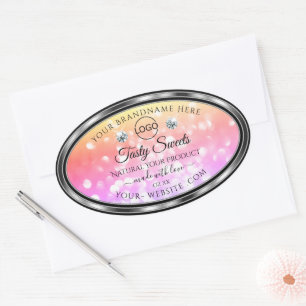 Colourful Glitter Product Labels Diamonds with Log