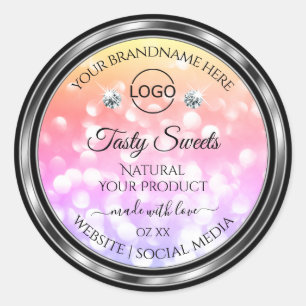 Colourful Glitter Product Labels Diamonds with Log