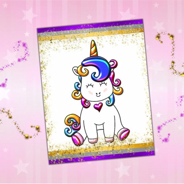 Colourful Glitter Purple Unicorn Postcard (Creator Uploaded)