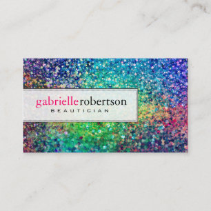 Colourful Glitter White Background Business Card
