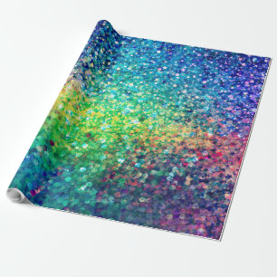 Colourful glitter & white sparkles texture print wrapping paper