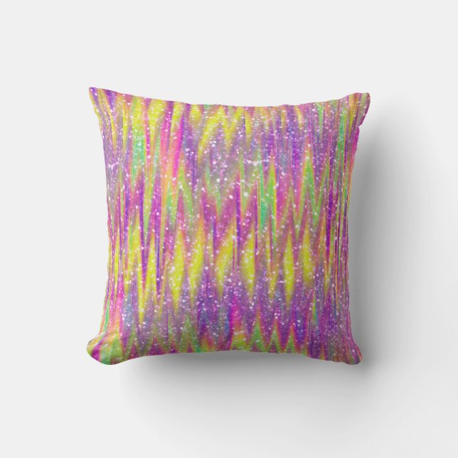 Colourful Glittering Abstract Cushion (Front)