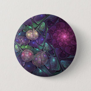 Colourful Glittering Modern Abstract Fractal Art 6 Cm Round Badge