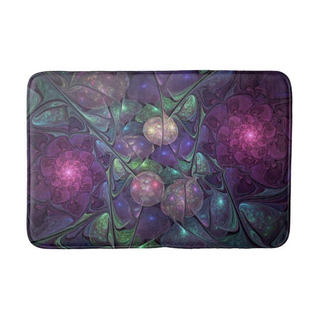 Colourful Glittering Modern Abstract Fractal Art Bath Mat (Front)
