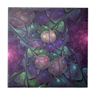 Colourful Glittering Modern Abstract Fractal Art Ceramic Tile