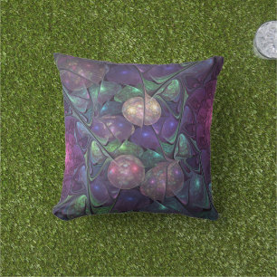 Colourful Glittering Modern Abstract Fractal Art Cushion