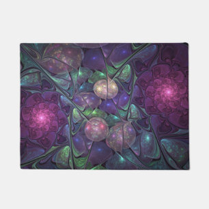 Colourful Glittering Modern Abstract Fractal Art Doormat