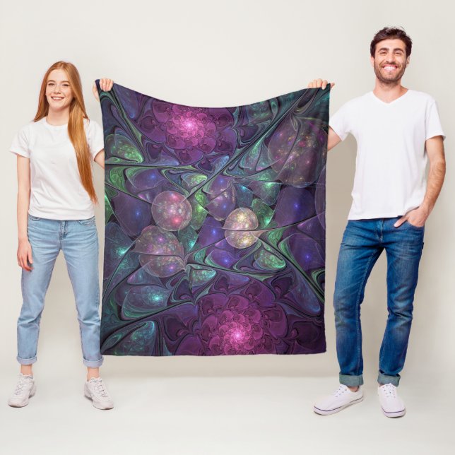 Colourful Glittering Modern Abstract Fractal Art Fleece Blanket (In Situ)