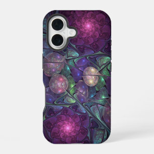 Colourful Glittering Modern Abstract Fractal Art iPhone 16 Case