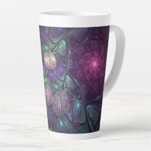 Colourful Glittering Modern Abstract Fractal Art Latte Mug