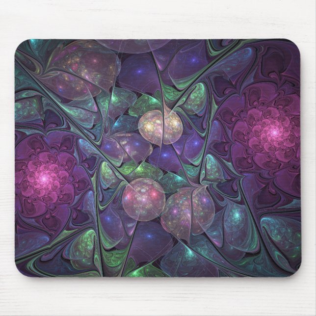 Colourful Glittering Modern Abstract Fractal Art Mouse Pad (Front)