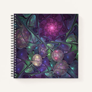 Colourful Glittering Modern Abstract Fractal Art Notebook
