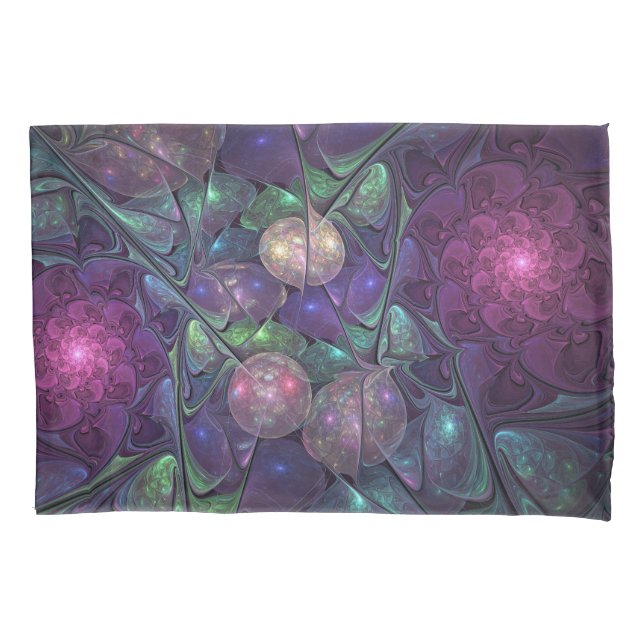 Colourful Glittering Modern Abstract Fractal Art Pillowcase (Front)