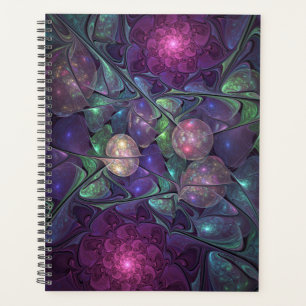 Colourful Glittering Modern Abstract Fractal Art Planner