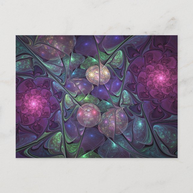 Colourful Glittering Modern Abstract Fractal Art Postcard (Front)