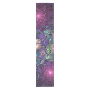 Colourful Glittering Modern Abstract Fractal Art Short Table Runner