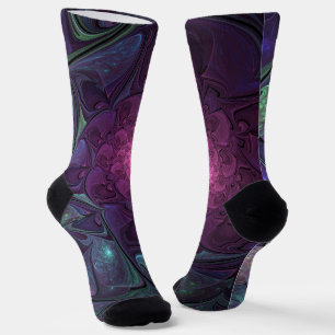 Colourful Glittering Modern Abstract Fractal Art Socks