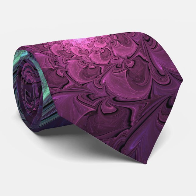 Colourful Glittering Modern Abstract Fractal Art Tie (Rolled)