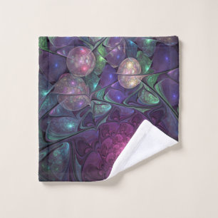 Colourful Glittering Modern Abstract Fractal Art Wash Cloth