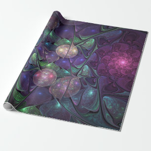 Colourful Glittering Modern Abstract Fractal Art Wrapping Paper