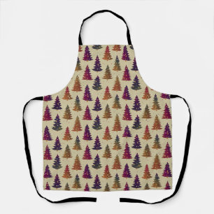 Colourful Glittery Christmas Tree Repeating Patter Apron