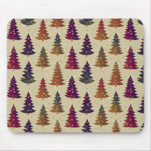 Colourful Glittery Christmas Tree Repeating Patter Mouse Pad