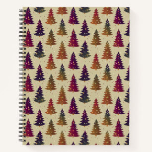 Colourful Glittery Christmas Tree Repeating Patter Notebook
