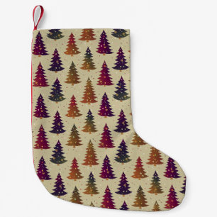 Colourful Glittery Christmas Tree Repeating Patter Small Christmas Stocking
