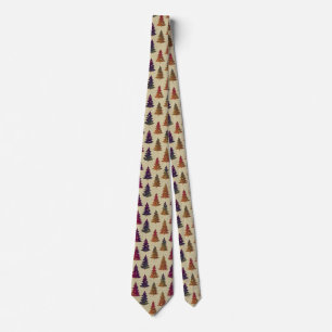 Colourful Glittery Christmas Tree Repeating Patter Tie