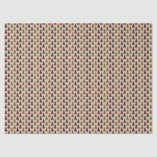 Colourful Glittery Christmas Tree Repeating Patter Tissue Paper (Front)