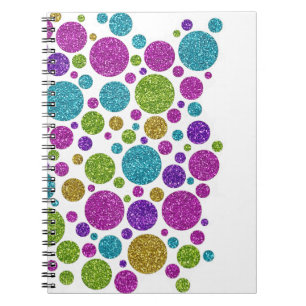 Colourful Glittery Dots on Any Colour Guestbook Notebook