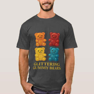 Colourful Glittery Gummy Bears Design T-Shirt