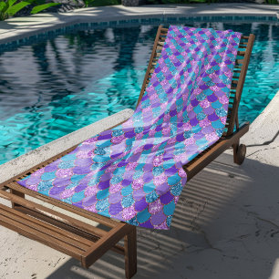 Colourful glittery mermaid scales pattern beach towel