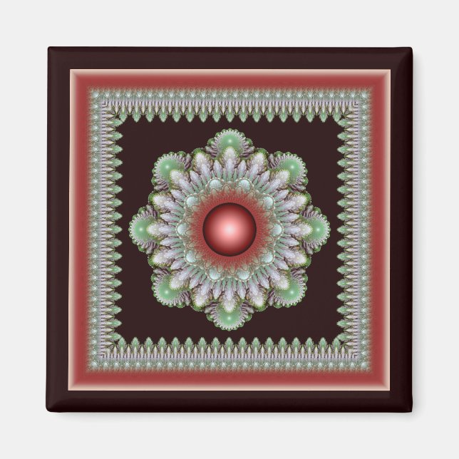 Colourful glossy ornament magnet (Front)