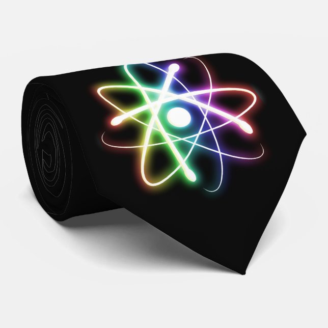 Colourful Glow Atomic Power | Black Geek Gifts Tie (Rolled)