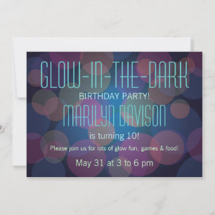 Colourful Glow in the Dark Party Invitation