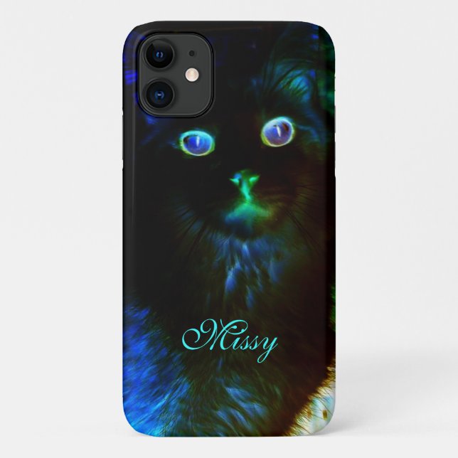 Colourful Glow In The Dark Spooky Cat Case-Mate iPhone Case (Back)