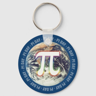 Colourful Glow Pi Day on Earth Math Key Ring