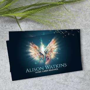 Colourful glowing Angel wings   Business Card