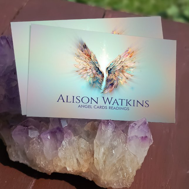 Colourful glowing Angel wings   Business Card (Creator Uploaded)