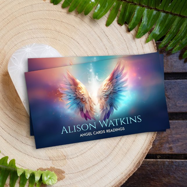 Colourful glowing Angel wings   Business Card (Creator Uploaded)