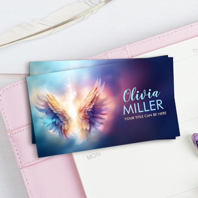 Colourful glowing Angel wings   Business Card (Creator Uploaded)
