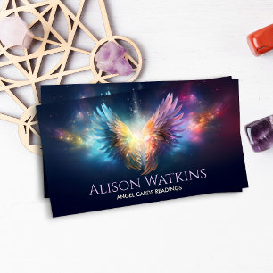Colourful glowing Angel wings   Business Card