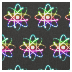 Colourful Glowing Atom (001) Fabric